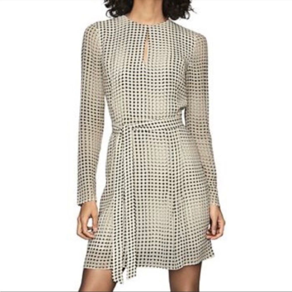 Reiss | Elissa Tie Waist Long Sleeve Minidress